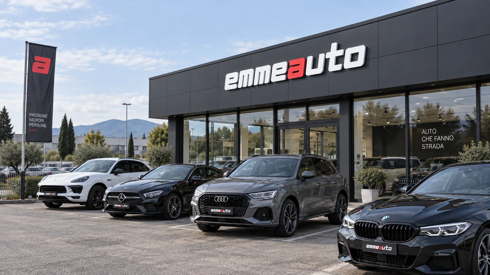 Concessionaria emmeauto ad Agropoli, ingresso e vetture esposte